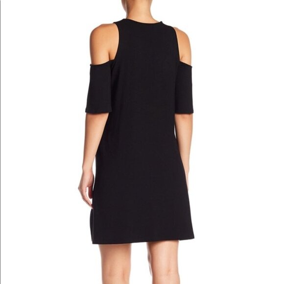 Anthro Cupcakes & Cashmere Hyde Black Dress cold shoulder - Picture 2 of 12